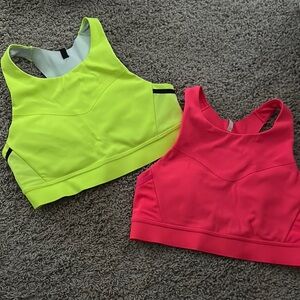 Neon Yellow and Pink Sports Bras